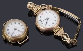 Two 9ct gold watch cases