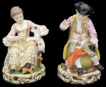 A pair of early 19th century Bloor Derby porcelain figures c.1820
