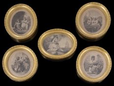 Five late 18th century stipple oval engravings published by C Taylor Holborn c.1790
