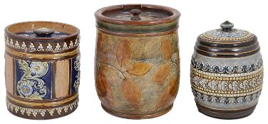 Three Doulton stoneware tobacco jars