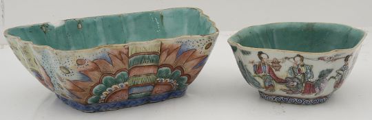 Two late 19th century famille rose bowls