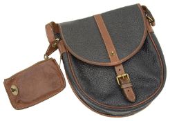 A vintage Mulberry navy scotchgrain and leather crossbody handbag,