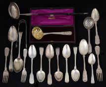 A collection of mostly George III silver flatware