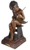 Emmanuel Villanis (French 1858-1914) a bronze figure of a boy entitled '