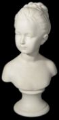 20th c French Sevres style biscuit porcelain bust of a Louise Brongniart after Jean-Antoine Houdon