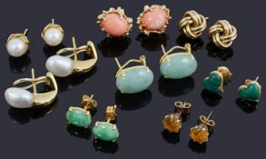 Eight assorted gem set earrings