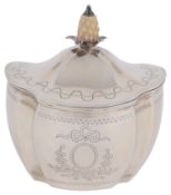 A late Victorian silver tea caddy in George III style