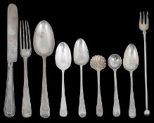 A Victorian silver three piece Old English bead pattern christening set