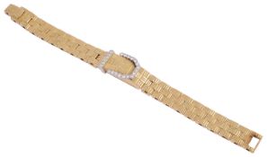 A ladies 18ct gold and diamond set quartz concealed dial bracelet/cocktail watch signed Cartier