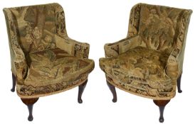 A pair of George II style small armchairs upholstered in tapestry