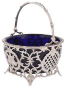 An Edward VII silver swing handled sugar basket