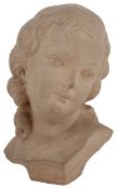 An early 20th century small terracotta bust of young girl