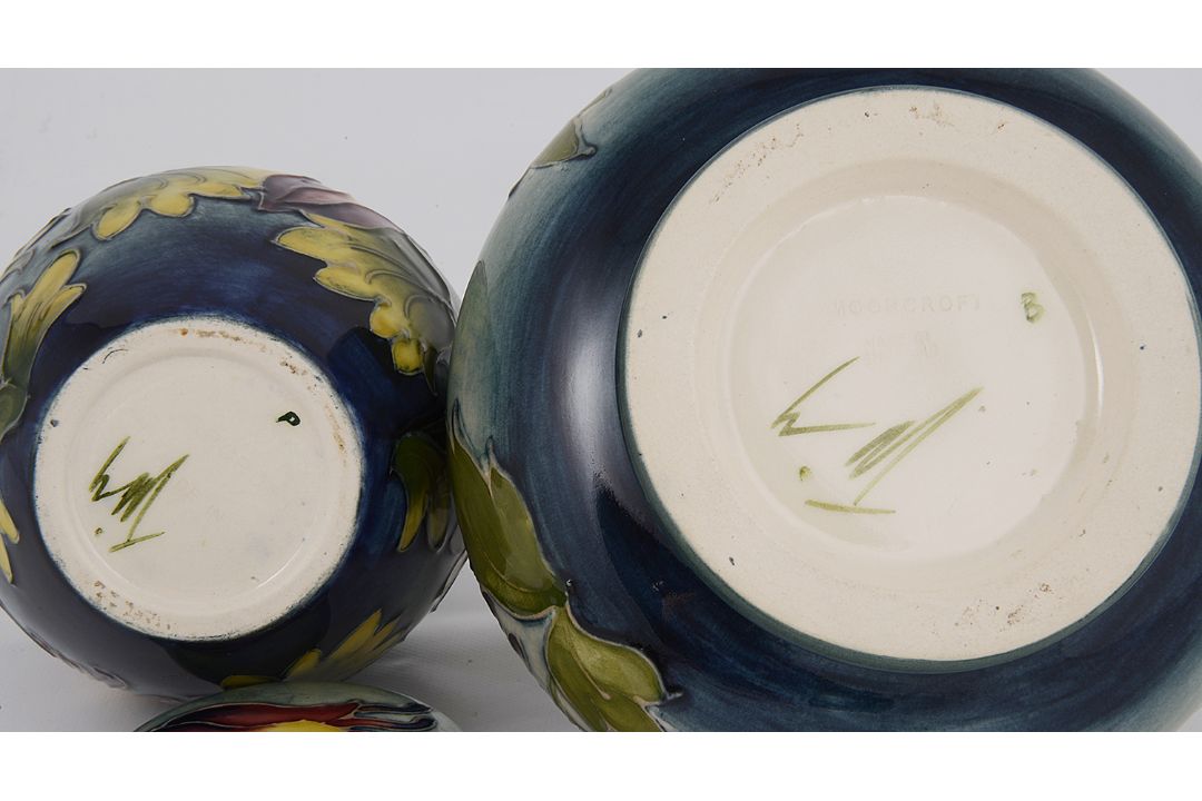 A Walter Moorcroft 'Columbine' squat vase and small ginger - Image 3 of 3