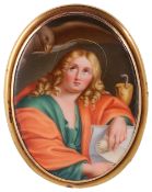 A finely painted porcelain gold framed brooch,