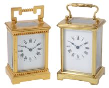 A late 19th c French gilt bronze cased carriage clock by Richard & Cie