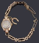 A 9ct gold ladies Uno mechanical bracelet watch