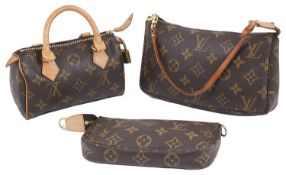 Three Louis Vuitton pouches in the classic monogrammed canvas