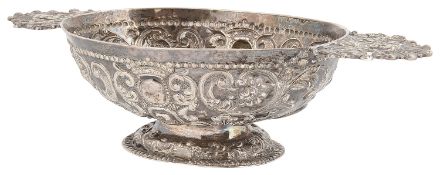 An 18th century Dutch silver twin handled brandy bowl