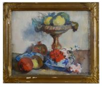 Louis Audibert (French 1881-1983) 'Still life of fruit and flowers', oil on canvas