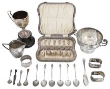 A mixed collection of Victorian and later silver