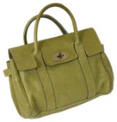 A Mulberry Bayswater green natural oak grain leather handbag,
