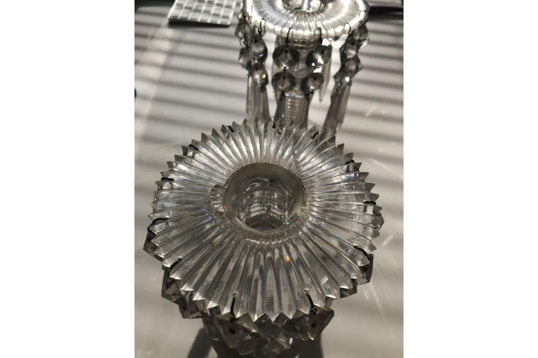 A pair of late Regency Anglo-irish cut glass lustre candlesticks - Image 5 of 5
