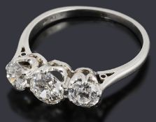 A three stone diamond ring