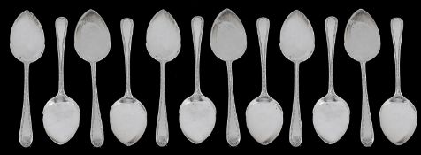 An Edwardian set of twelve beaded ribbon and reed pattern ice cream spades