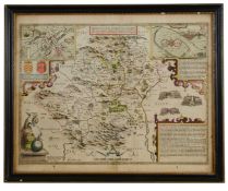 John Speede & John Norden, A 17th century double sided Map of Hertfordshire