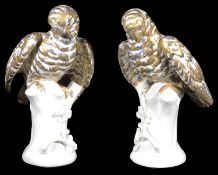 A pair of Portuguese Vista Alegre porcelain figures of parrots