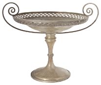 An Edwardian silver twin handled pedestal dish or comport