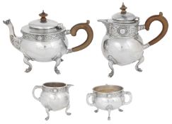 An Irish four piece silver tea service