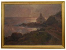 Alexei Vasilievich Hanzen (Russian 1876-1937) 'Church by a rocky coastline'
