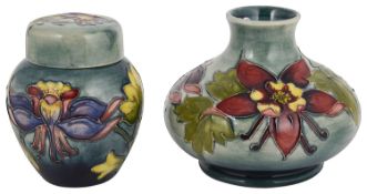 A Walter Moorcroft 'Columbine' squat vase and small ginger
