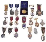 An interesting collection of mostly silver and enamel Masonic jewels