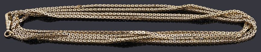 A gold fancy link guard chain with swivel clasp