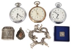 A mixed lot to include silver items pocket watches