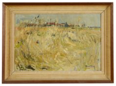 Robert King (British b.1936) 'Cornfield' oil on board, signed lower right