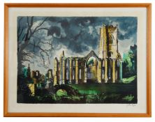 John Piper (British 1903-1992) Fountain Abbey, Yorkshire, screenprint in colours