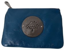 A Mulberry teal leather clutch pouch