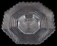 An early 19th century Irish Waterford cut glass octagonal dish c.1825
