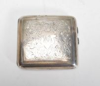 An early 20th Century Henry Williamson silver hallmarked cigarette case having an engraved