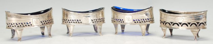 A group of four late 18th Century George III Samuel Godbehere and Edward Wigan silver hallmarked