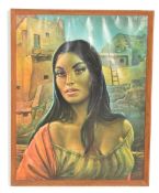 J H Lynch - A vintage retro 1960's print entitled ' La Doncella ' depicting a female figure