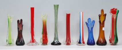 A selection of retro vintage studio art glass stem