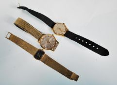 A group of three vintage wrist watches to include an Everite 17 jewels watch having a round face