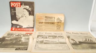 A collection of Newspapers to include The Daily Mirror dated Tuesday, April 16, 1912 with