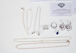 A collection of unused sterling silver ladies dress jewellery to include a pair of rose De France