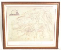 A framed and glazed print entitled 'The Battle Of Waterloo June 18th 1815' by Captain Thornton.