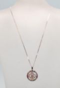 A Manchester United Champions Of Europe Sterling silver pendant necklace, the pendant featuring